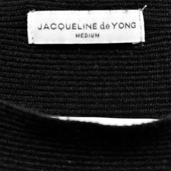 Jacqueline De Yong Open Sleeve Ribbed Knit Poncho Sweater Top Black Size M - Picture 4 of 5